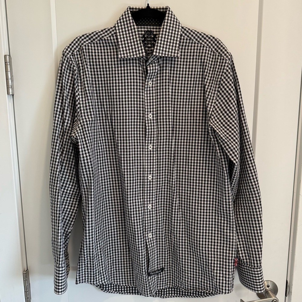English Laundry Men’s Check Button Down Dress Shirt Size 15.5 34/35 Cotton